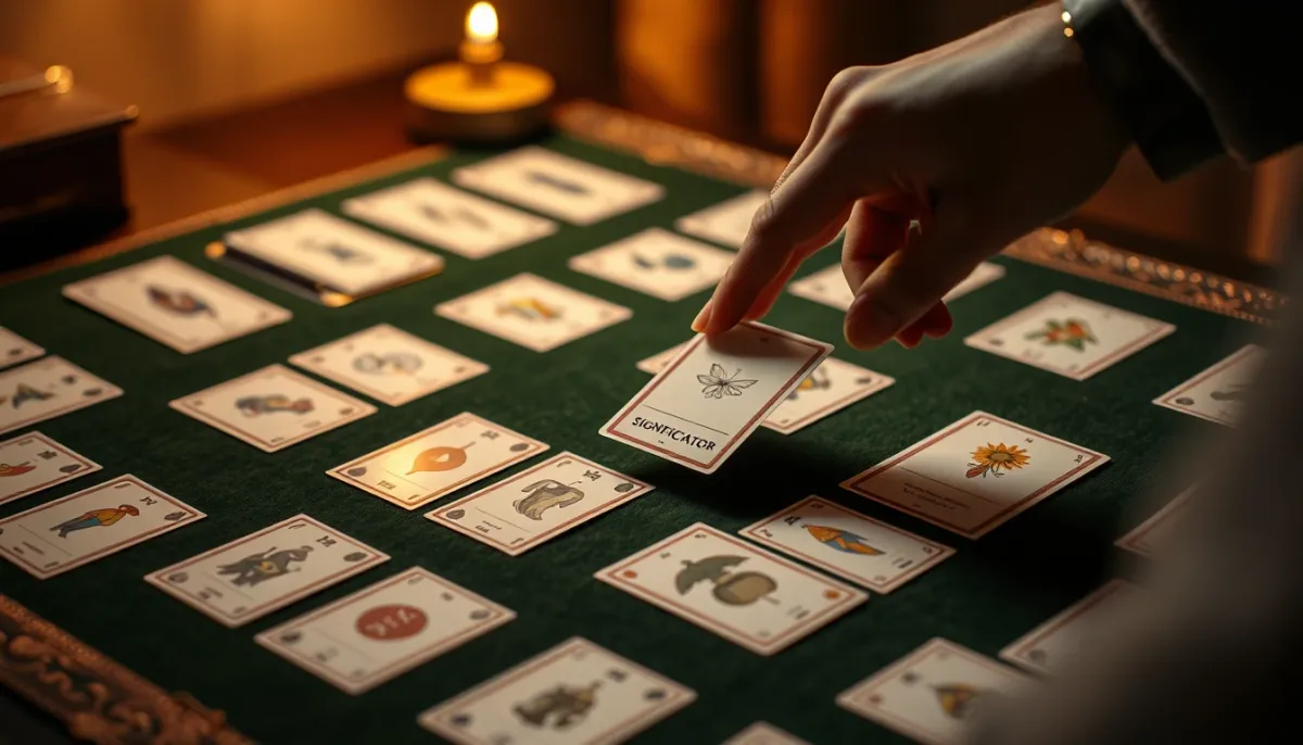 Lecture des cartes autour du Significateur dans un grand tableau Lenormand