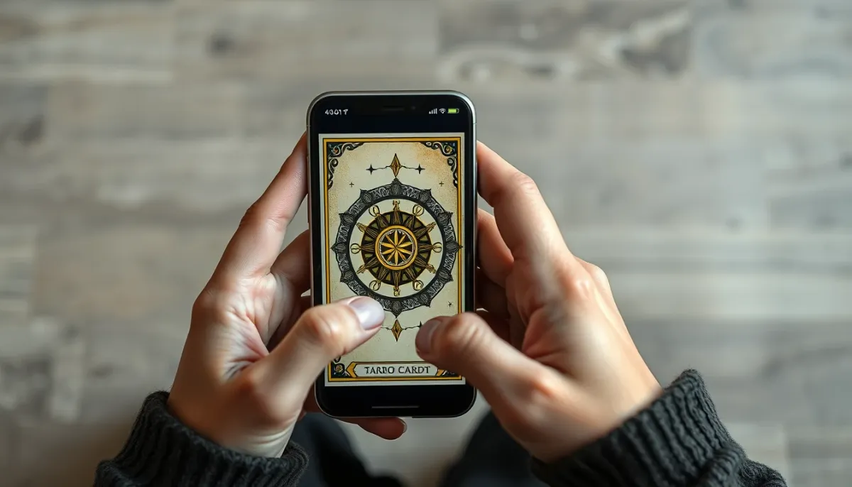 Facteurs influençant le prix d'une consultation tarot par téléphone : mains tenant un smartphone