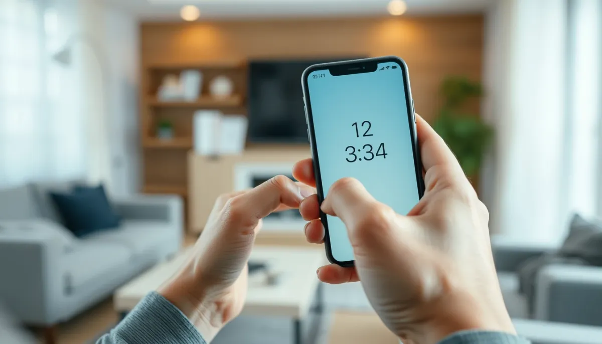 Personne utilisant un minuteur sur smartphone pour une consultation à la minute
