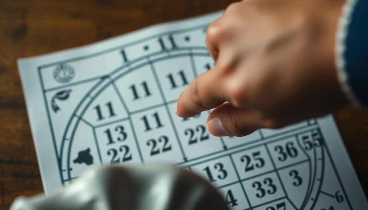 Main pointant vers un tableau de numérologie avec les nombres maîtres 11, 22, 33