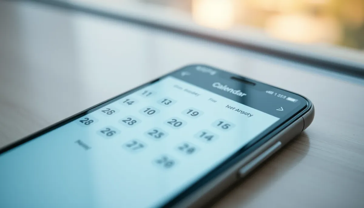 Calendrier sur un smartphone avec des dates entourées, symbolisant les périodes de rétrograde