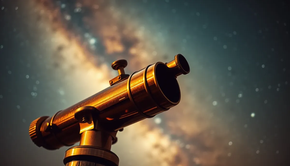 Télescope pointé vers le ciel étoilé, évoquant l'astronomie